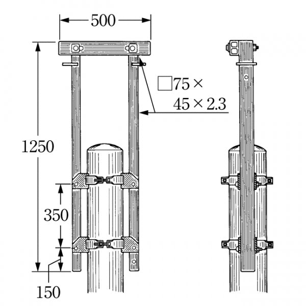 SAG-2|架空地線継柱金具 φ140〜230引留、曲り線路用