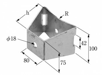 SPS-1L|継柱用支持金具 R187・5 継柱アーム1本用