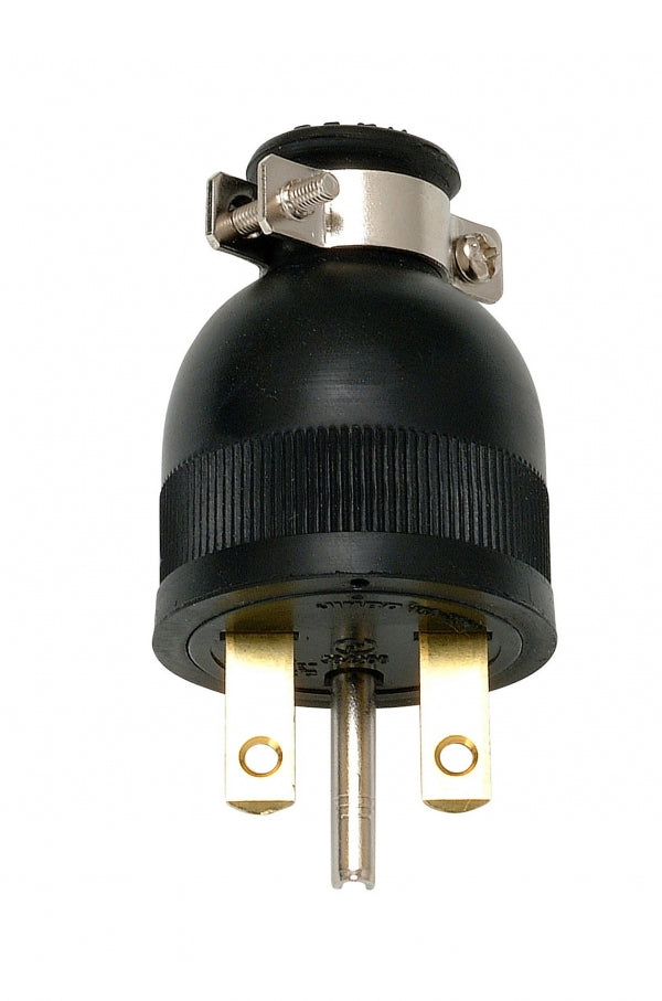 1131-B|接地形ゴムさし込プラグ 2極接地極付 15A-250V 黒色