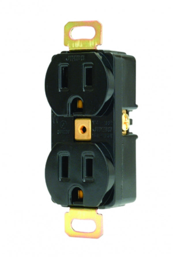 1132A-B|埋込接地ダブルコンセント 2極接地極付 15A-125V 黒色