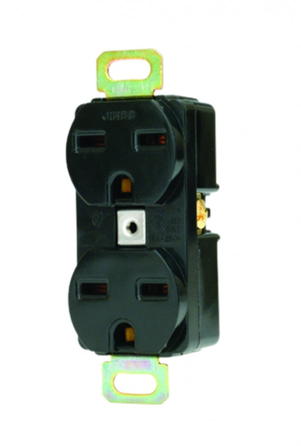 1134A-B|埋込接地ダブルコンセント 2極接地極付 15A-250V 黒色