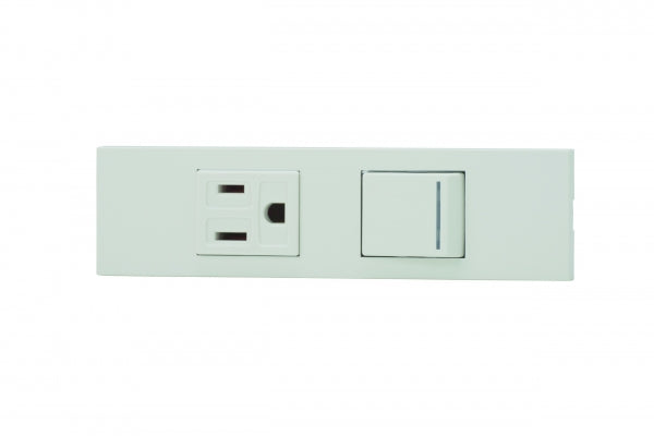 KAG-2542|NKシリーズ家具・機器用接地コンセント+3路ガイドランプ付きスイッチセット (PW色) 家具・機器用 ガイドランプ付 PW色