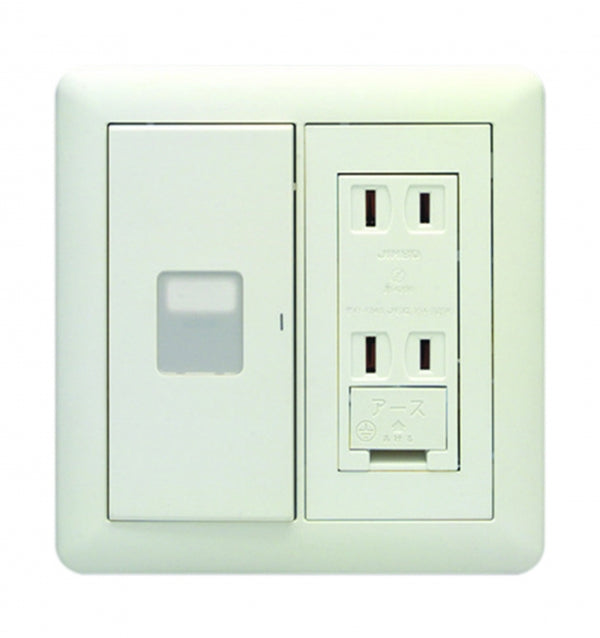 WJHM13405PW|2連4個用 (マーク付片切スイッチ&アースターミナル付ダブルコンセント) (マーク付片切SW&E付Wコンセント) PW色
