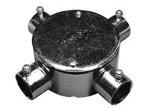 NM194S|ネジナシ丸型露出ボックス 4方出 19 鋼板製