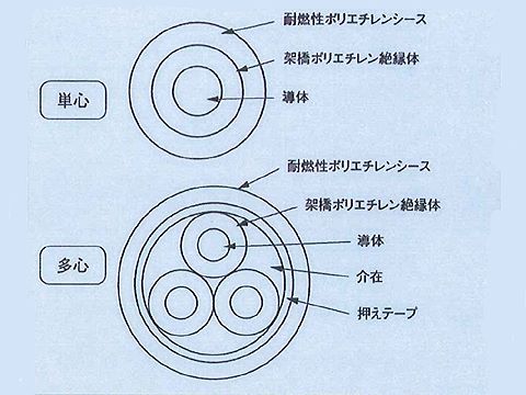600EMCE5.52|600V架橋ポリエチレン絶縁耐燃性ポリエチレンシースケーブル エコケーブル(600CV)