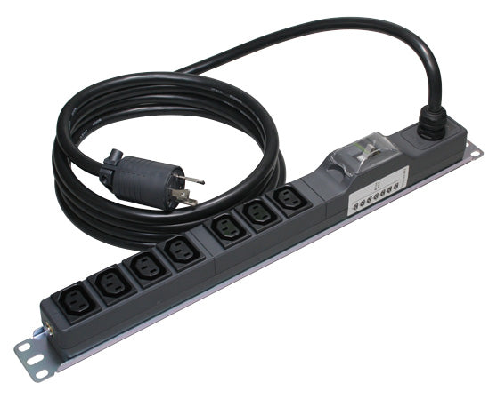 ME8635TA3|200V コンセント (C13x7) 16A 250V 19インチラック用 安全ブレーカー付 L6-20プラグ付 (VCT) 3m