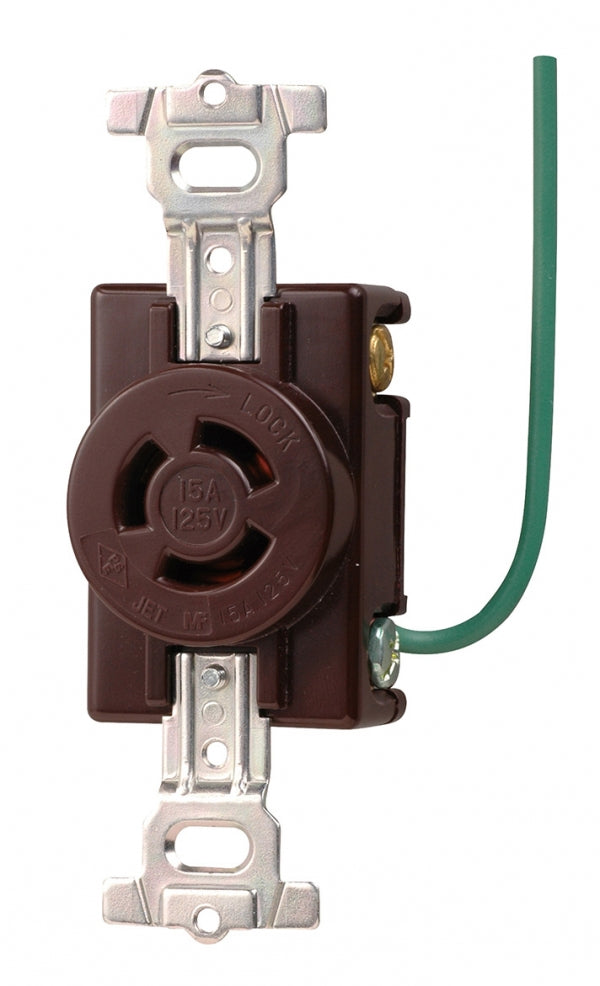 MH2872C-1|引掛埋込コンセント チョコ 接地2P15A 125V 接地リード線付