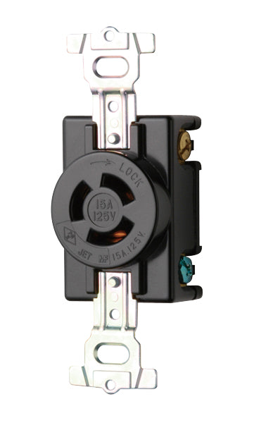 MH2872|15A 引掛埋込コンセント(黒) 接地2P 15A 125V