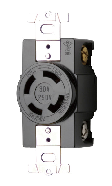 MH2879|引掛埋込コンセント(黒) 接地3P30A 250V (L15-30R準拠)