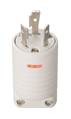 MH7172W|接地2P 20A 引掛プラグ 白 20A 250V (L6-20P 準拠)