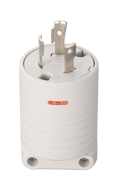 MH7173W|接地2P 30A 引掛プラグ 白 30A 250V (L6-30P 準拠)