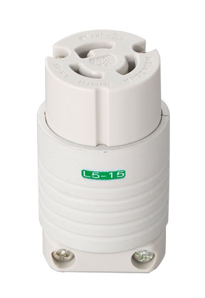 MH8151W|接地2P15A引掛コネクタボデー(白) 15A 125V (L5-15R 準拠)