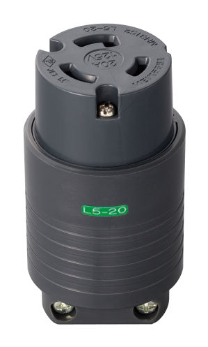 MH8152B|接地2P20A引掛コネクタボデー(黒) 20A 125V (L5-20R 準拠)