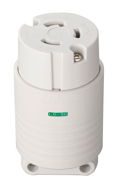 MH8153W|接地2P30A引掛コネクタボデー(白) 30A 125V (L5-30R 準拠)