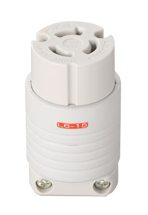 MH8171W|接地2P15A引掛コネクタボデー(白) 15A 250V (L6-15R準拠)