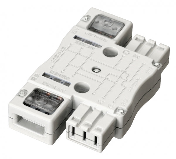 MJ2495W|ハーネス用ジョイントボックス (白) 20A 125V 2分岐(送り付) 結線完了表示付