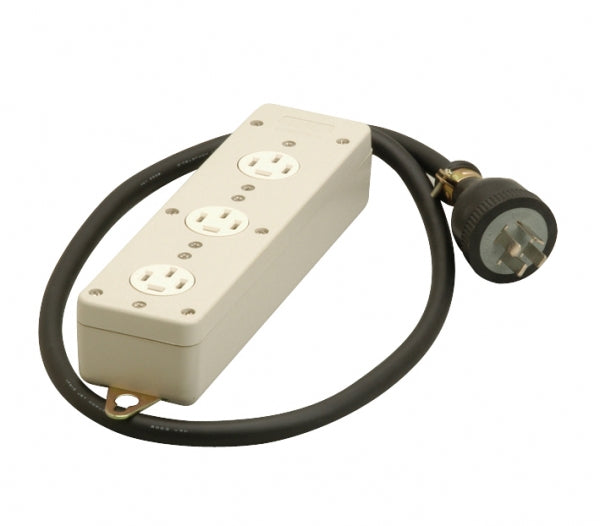 MR2929|接地3P 20A 3個口タップ 20A 250V コード1m付(VCT3.5m平方メートル)