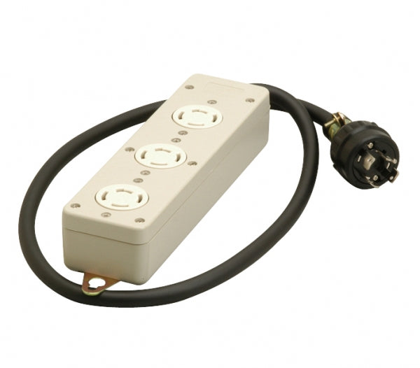 MR2933|接地3P20A引掛3個口タップ 20A 250V コード1m付(VCT3.5m平方メートル)