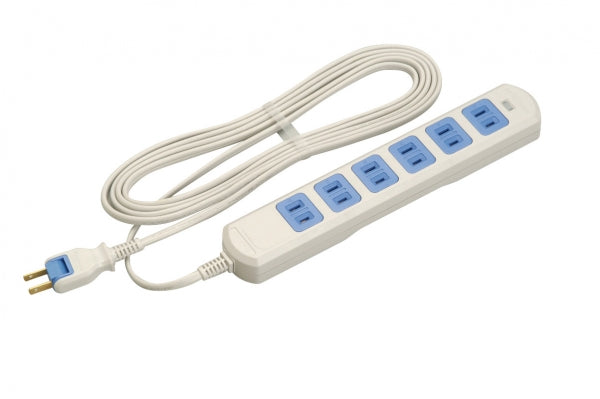 MR7458T3|スパコンタップ6個口(白) 15A 125V ランプ付 コード3mマグネット付