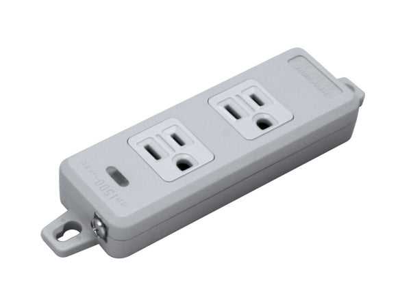 MR7702-N|横形OA用接地タップ2個口 15A 125V ランプ、マグネット付 コードなし