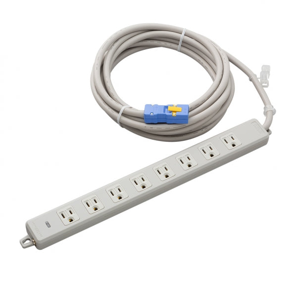 MR7708NT5|横形OA用接地タップ8個口 VCT5m 15A 125V ランプ、マグネット付 ハーネスプラグ付