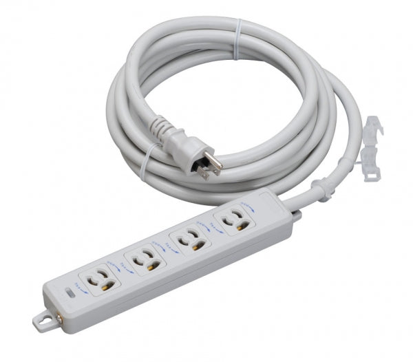 MR7904TJ3|横形OA用抜止接地タップ4個口 15A 125V ランプ、マグネット付 VCTF3m接地プラグ付