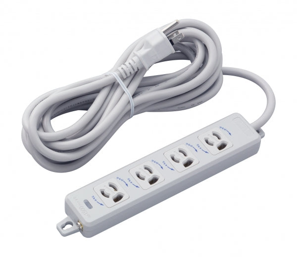 MR7904TJ5|横形OA用抜止接地タップ4個口 15A 125V ランプ、マグネット付 VCTF5m接地プラグ付