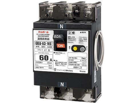 U6301EC6030V|漏電ブレーカ OC付 60A