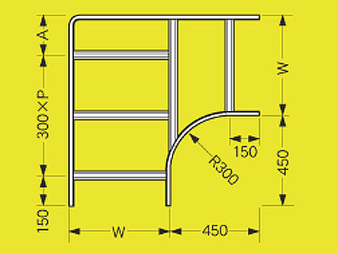 SD-QRLA90|外直角L形分岐ラック