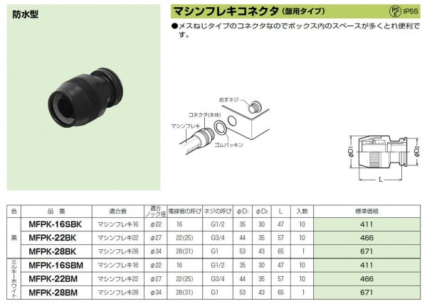 MFPK-16SBM|マシンフレキコネクタ