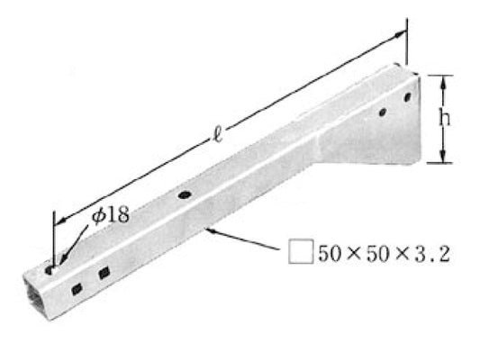 XDCA-60｜専用柱槍出金具用アーム L600-H150ミリ 芯付用