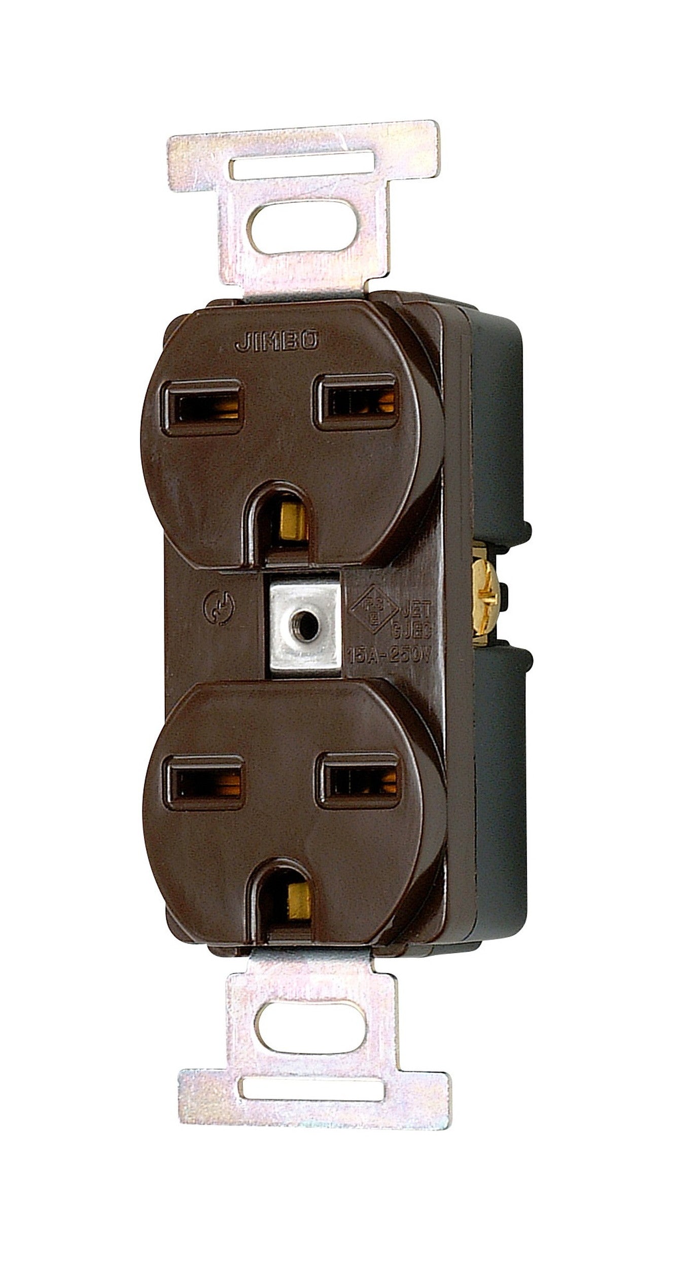 1134-C｜埋込接地ダブルコンセント 2極接地極付 15Aー250V 2極接地極付 15A-250V チョコ色