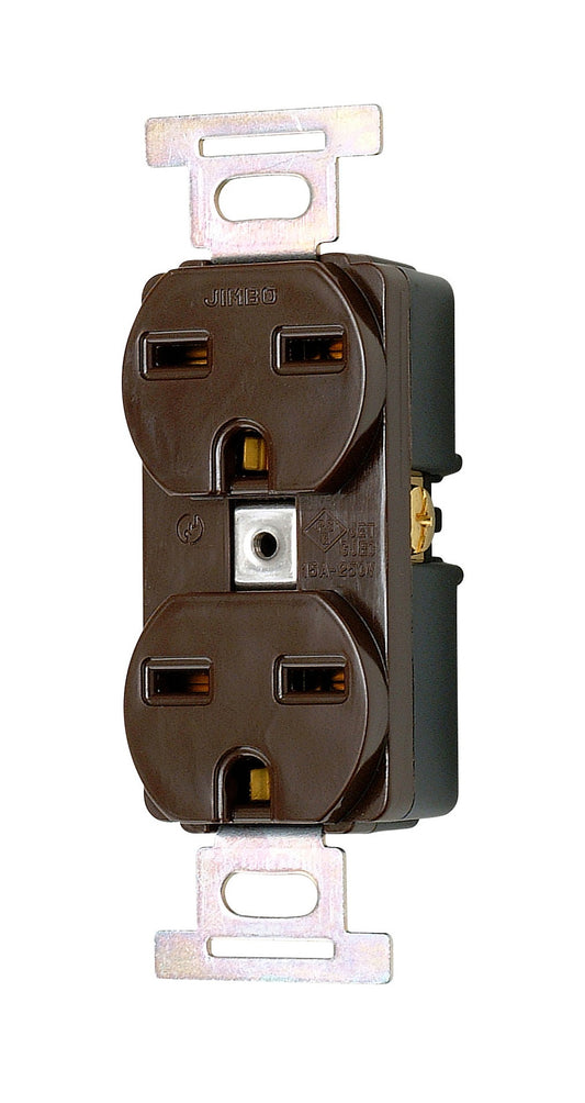 1134-C｜埋込接地ダブルコンセント 2極接地極付 15Aー250V 2極接地極付 15A-250V チョコ色