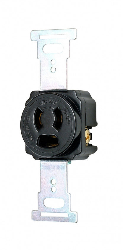 1138-B｜抜止埋込接地コンセント 2極接地極付 15A-125V 黒色