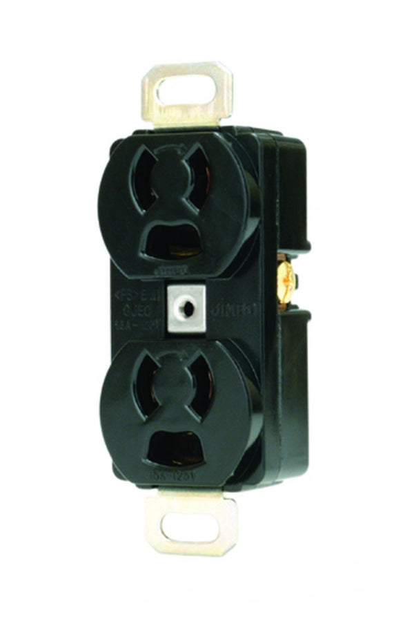 1139A-B｜抜止接地形埋込Wコンセント 2極接地極付 15A-125V 黒色