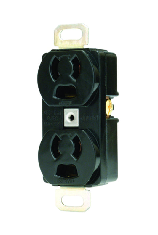 1139A-B｜抜止接地形埋込Wコンセント 2極接地極付 15A-125V 黒色