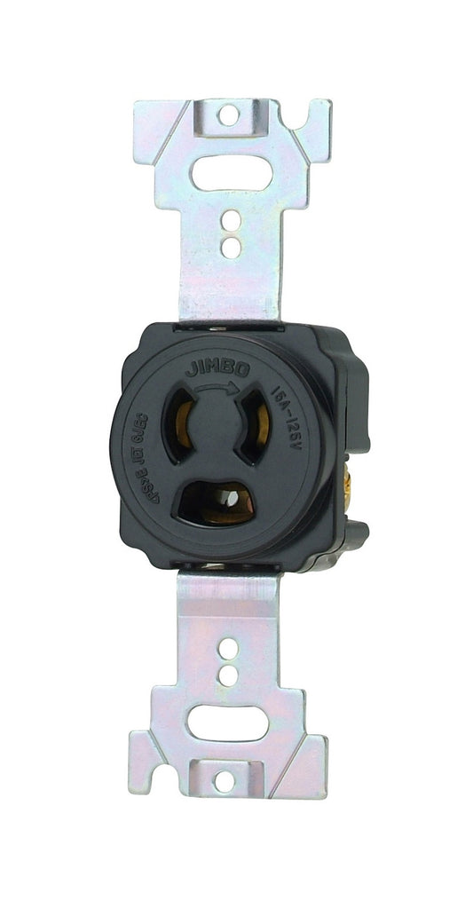 H1138-B｜抜止接地形埋込コンセント 15Aー125V 黒色