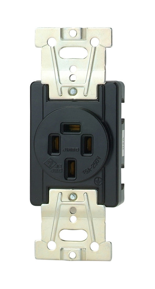 HCF-4152-B｜埋込コンセント 3PE15A-250V 黒色