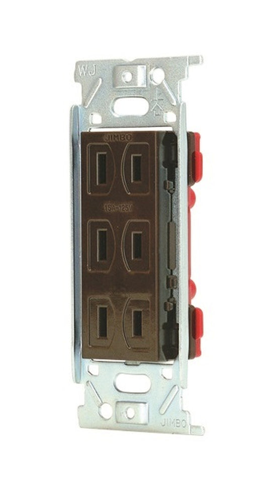 JEC-BN-555-C｜ニューマイルドビー チョコレート色 埋込トリプルコンセント 金属枠 金属枠 チョコ色