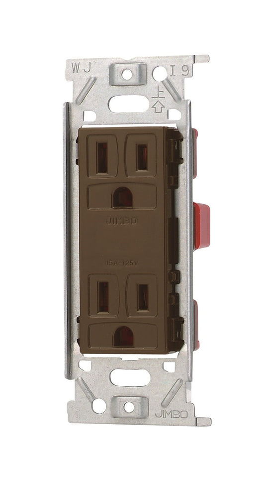 JEC-BN-55G-C｜ニューマイルドビー チョコレート色 埋込接地ダブルコンセント 金属枠 チョコ色