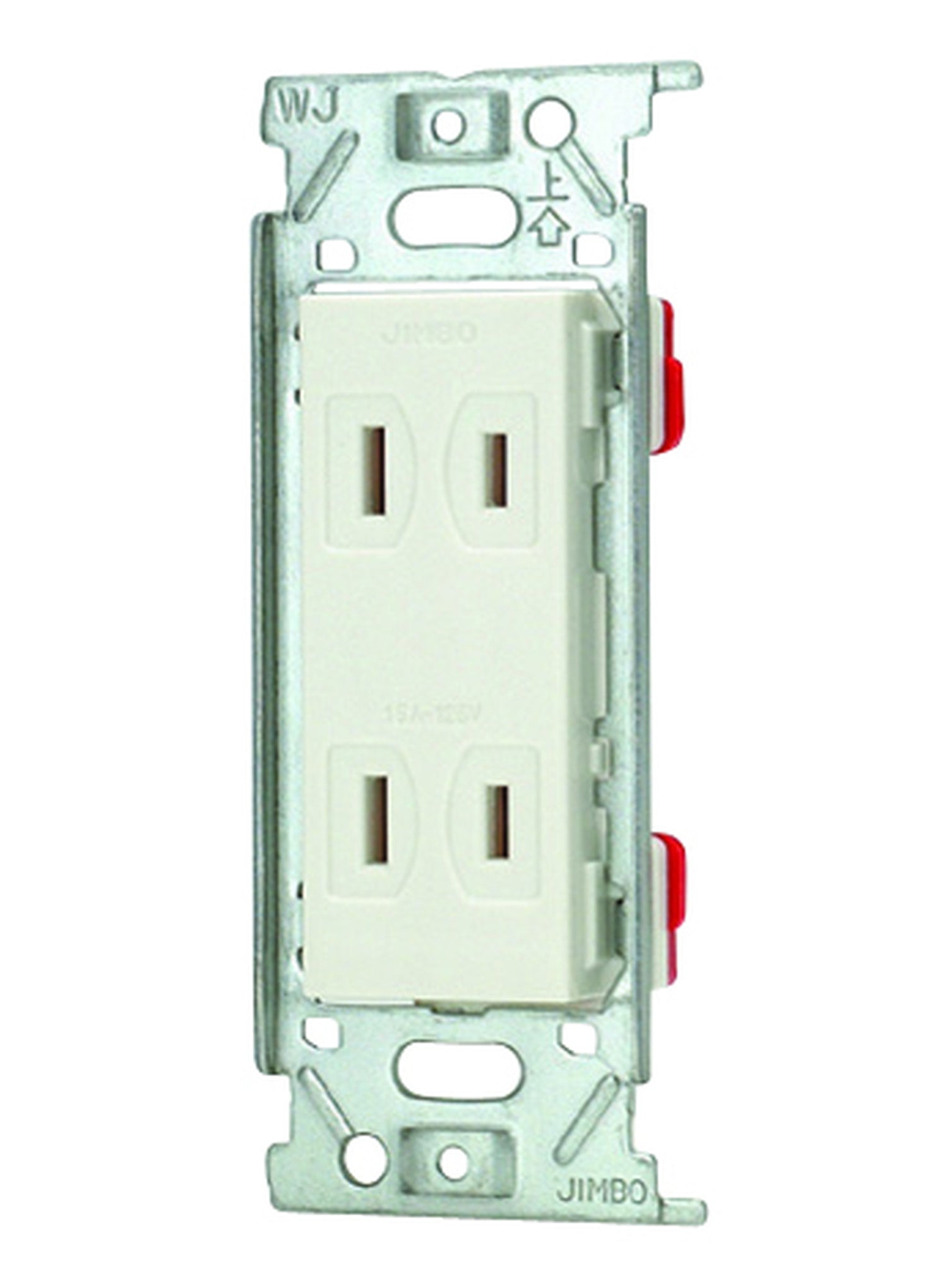 JEC-BN-55-PW｜ダブルコンセント 金属枠 (PW色) 2P15A 125V ピュアホワイト