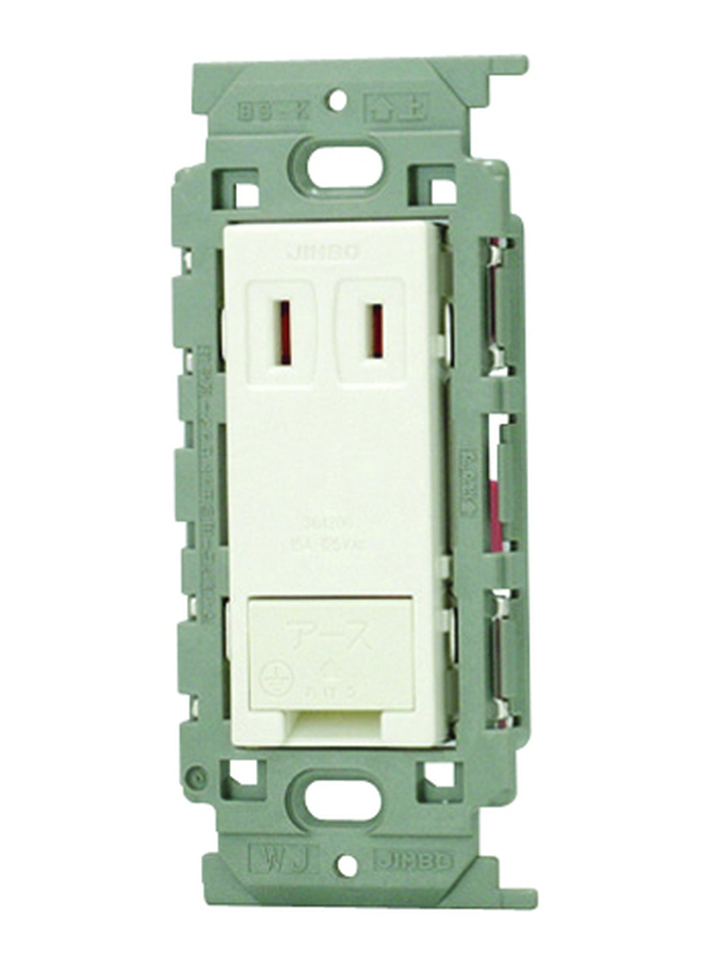 JEC-BN-5EV-PW｜アースターミナル付 シングルコンセント 絶縁枠 アースターミナル付