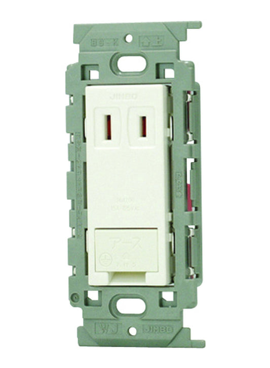 JEC-BN-5EV-PW｜アースターミナル付 シングルコンセント 絶縁枠 アースターミナル付