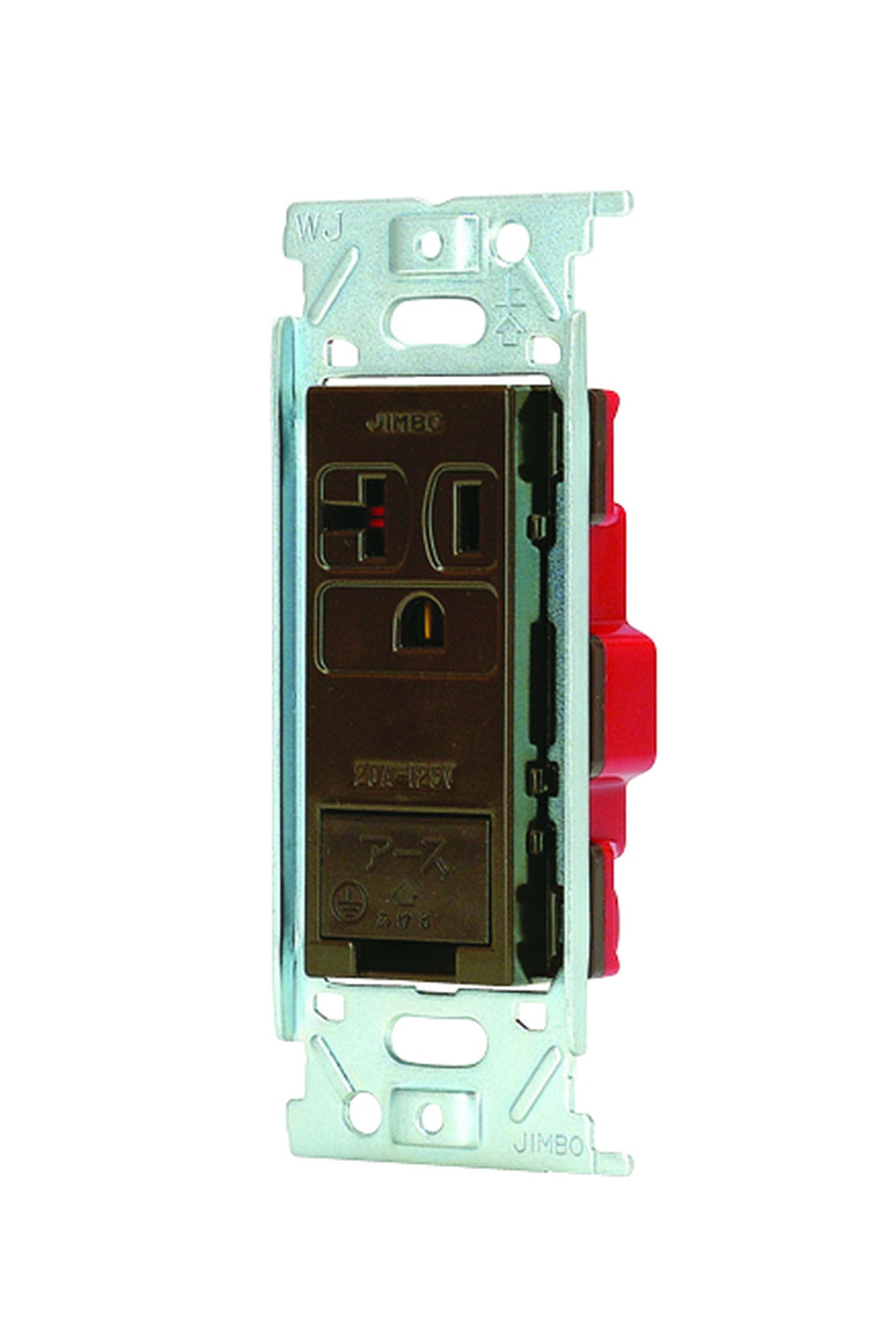 JEC-BN-ITGE-C｜ニューマイルドビー チョコレート色 アースターミナル付埋込高容量コンセント 金属枠 アースターミナル付 チョコ色