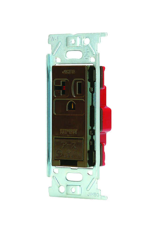 JEC-BN-ITGE-C｜ニューマイルドビー チョコレート色 アースターミナル付埋込高容量コンセント 金属枠 アースターミナル付 チョコ色