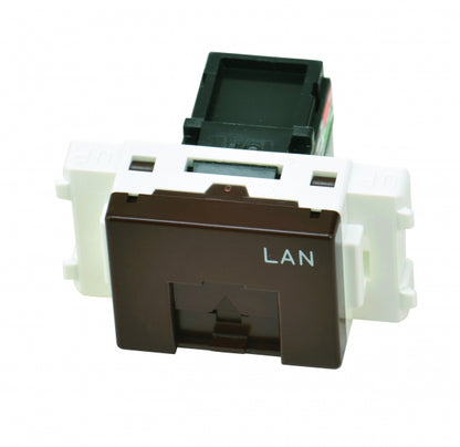 JEC-BN-LW5EL-C｜埋込モジュラージャック 8極8心Cat5e (チョコ色) LAN文字入り 8極8心CAT5E LAN文字入