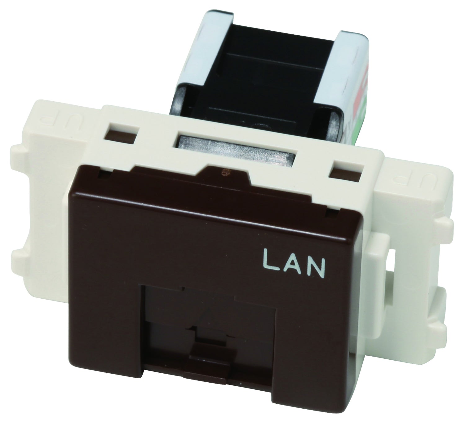 JEC-BN-LW6L-C｜埋込モジュラージャック 8極8心Cat6 (チョコ色) LAN文字入り 8極8心CAT6 LAN文字入 チョコ色