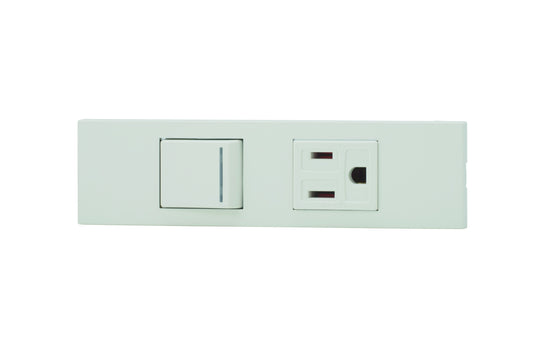 KAG-2539｜NKシリーズ家具・機器用3路ガイドランプ付き
スイッチ＋接地コンセントセット (PW色) 家具・機器用 ガイドランプ付 PW色