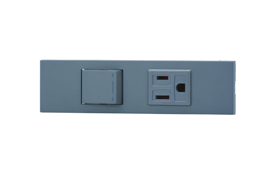 KAG-2540｜NKシリーズ家具・機器用3路ガイドランプ付き
スイッチ＋接地コンセントセット (SG色) NK 家具・機器用 ガイドランプ付 SG色