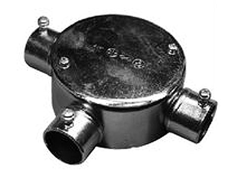 NM253S｜ネジナシ丸型露出ボックス 3方出 25 鋼板製